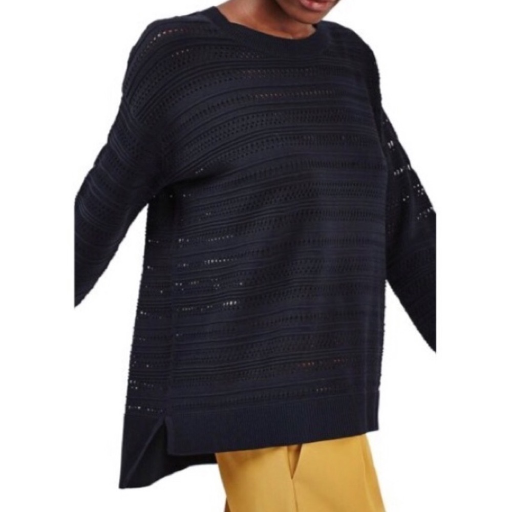 Topshop Open Knit Sweater In Navy Size 2